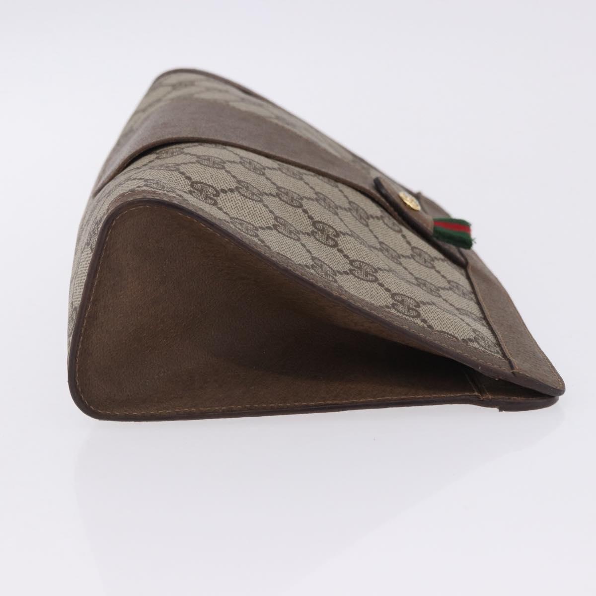 GUCCI GG Supreme Web Sherry Line Clutch Bag PVC Beige Gold 89 01 033 Auth ti4013