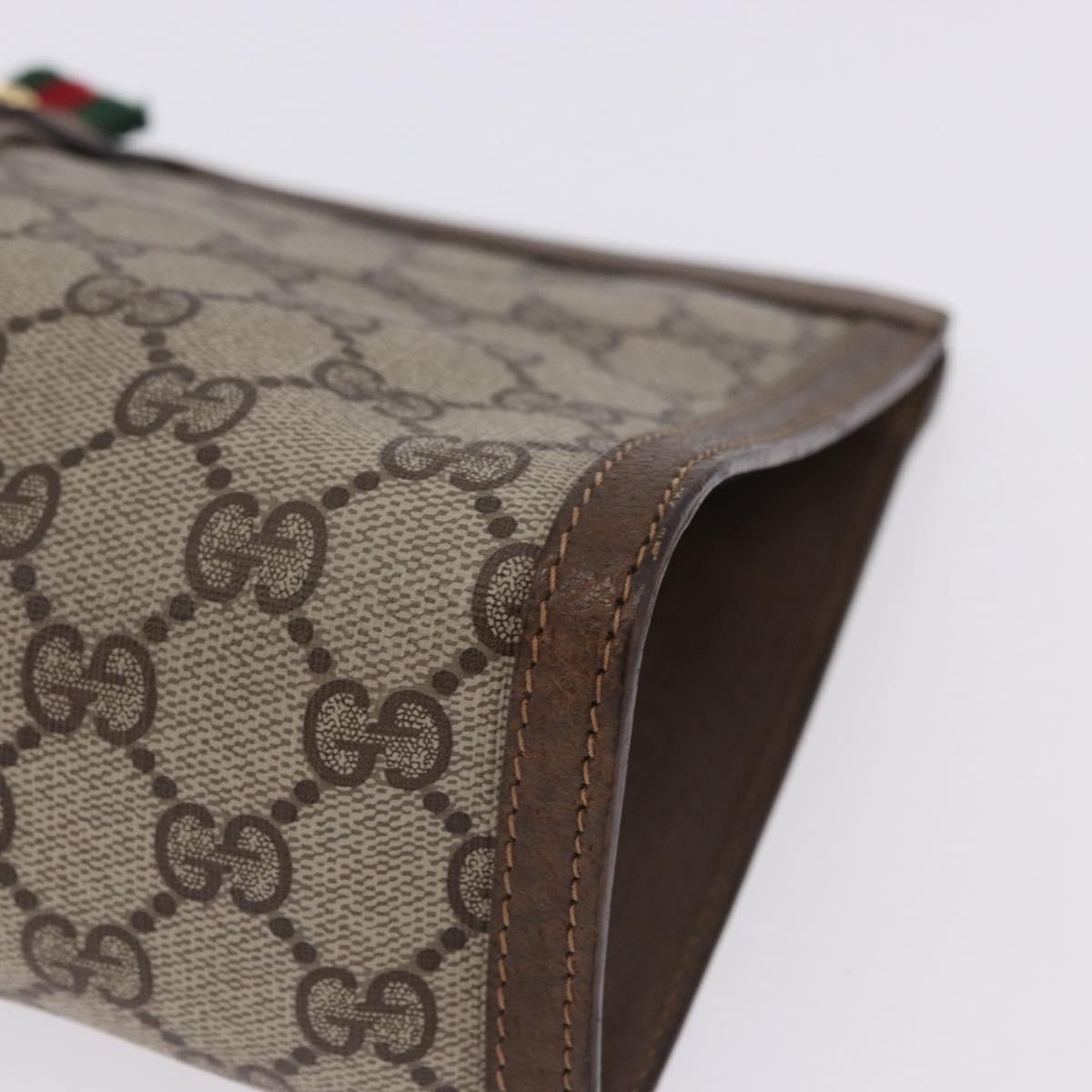 GUCCI GG Supreme Web Sherry Line Clutch Bag PVC Beige Gold 89 01 033 Auth ti4013