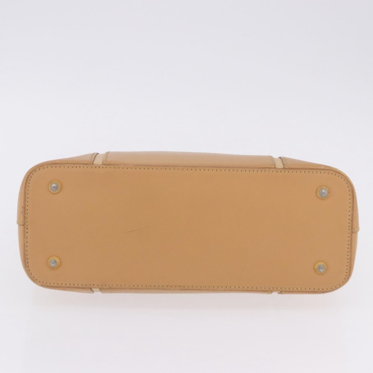BURBERRY Hand Bag Leather Beige Gold Tone Auth ti4017