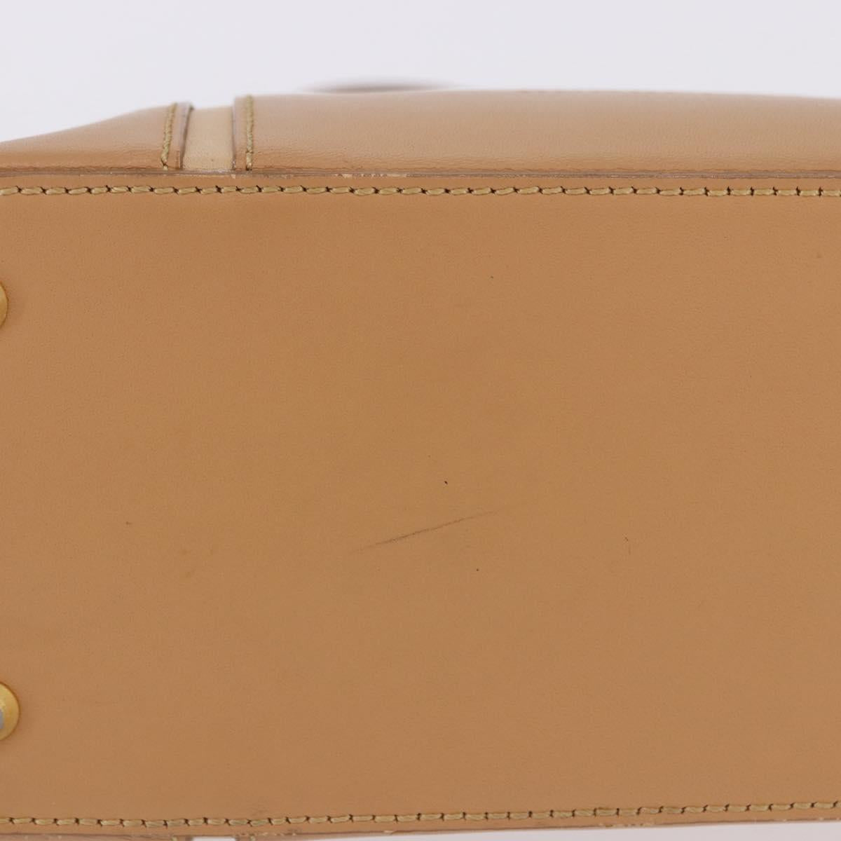 BURBERRY Hand Bag Leather Beige Gold Tone Auth ti4017