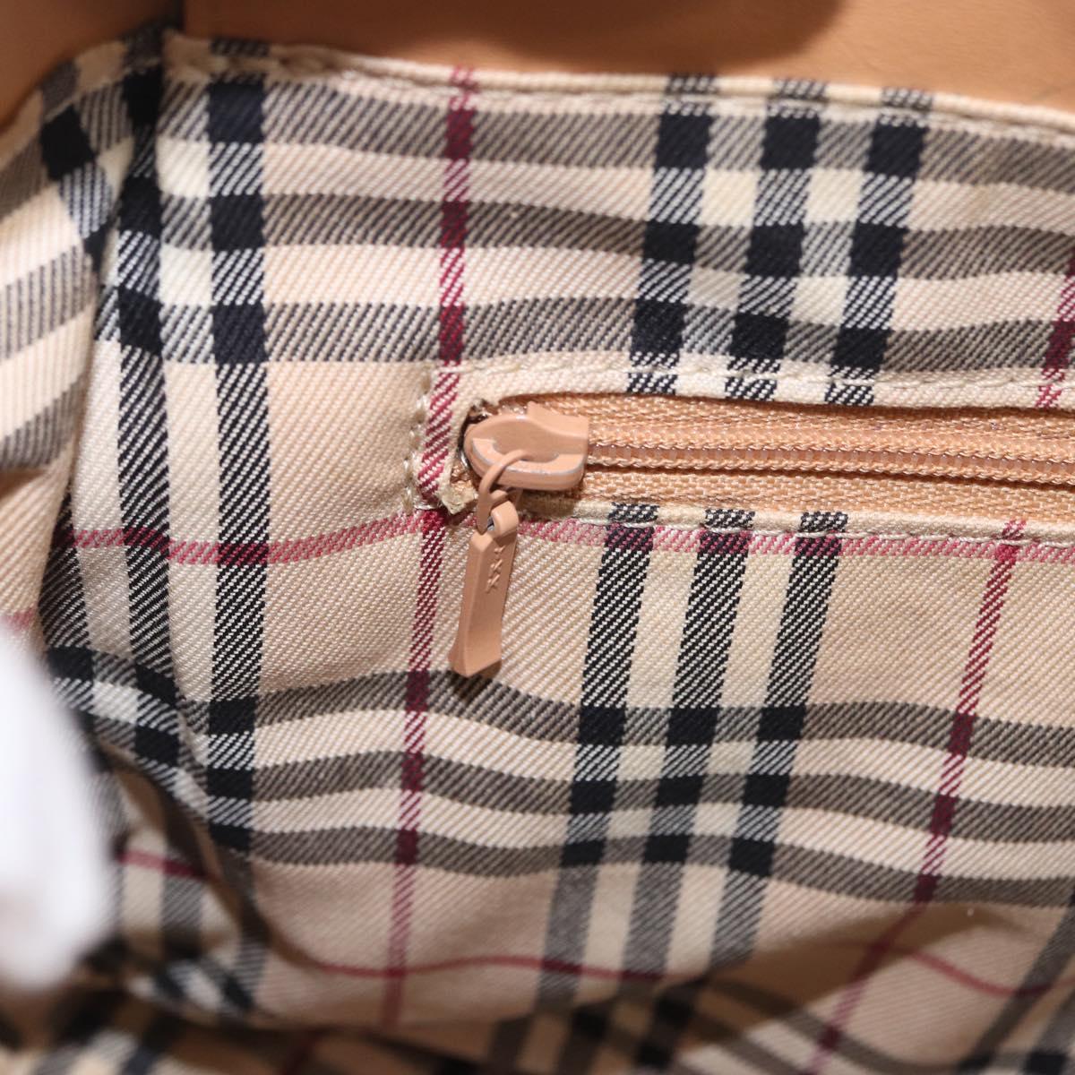 BURBERRY Hand Bag Leather Beige Gold Tone Auth ti4017