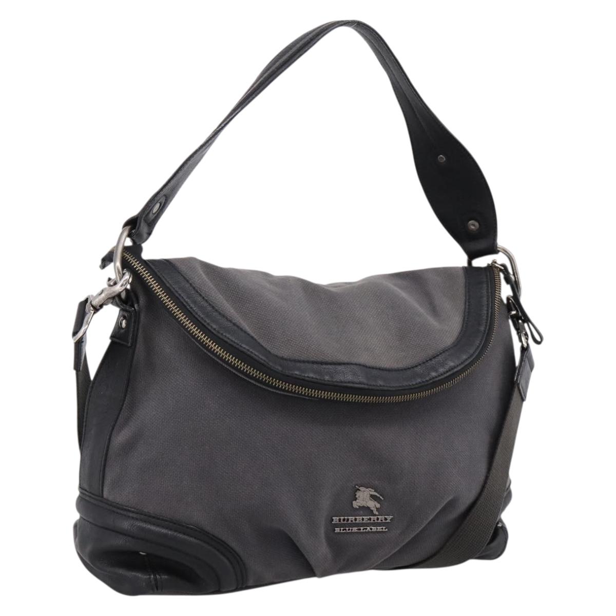 BURBERRY Shoulder Bag Canvas 2way Gray Silver Auth ti4019