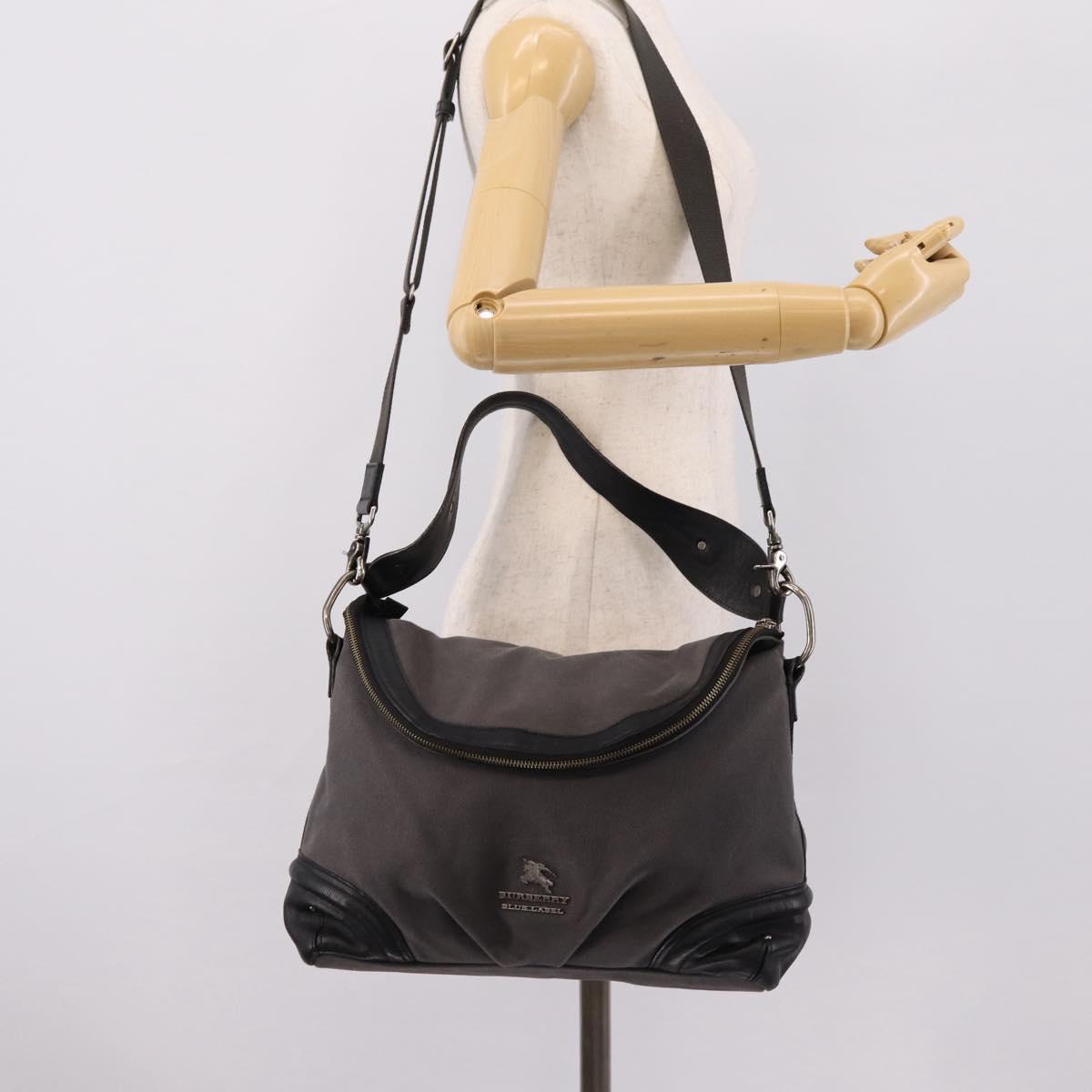 BURBERRY Shoulder Bag Canvas 2way Gray Silver Auth ti4019