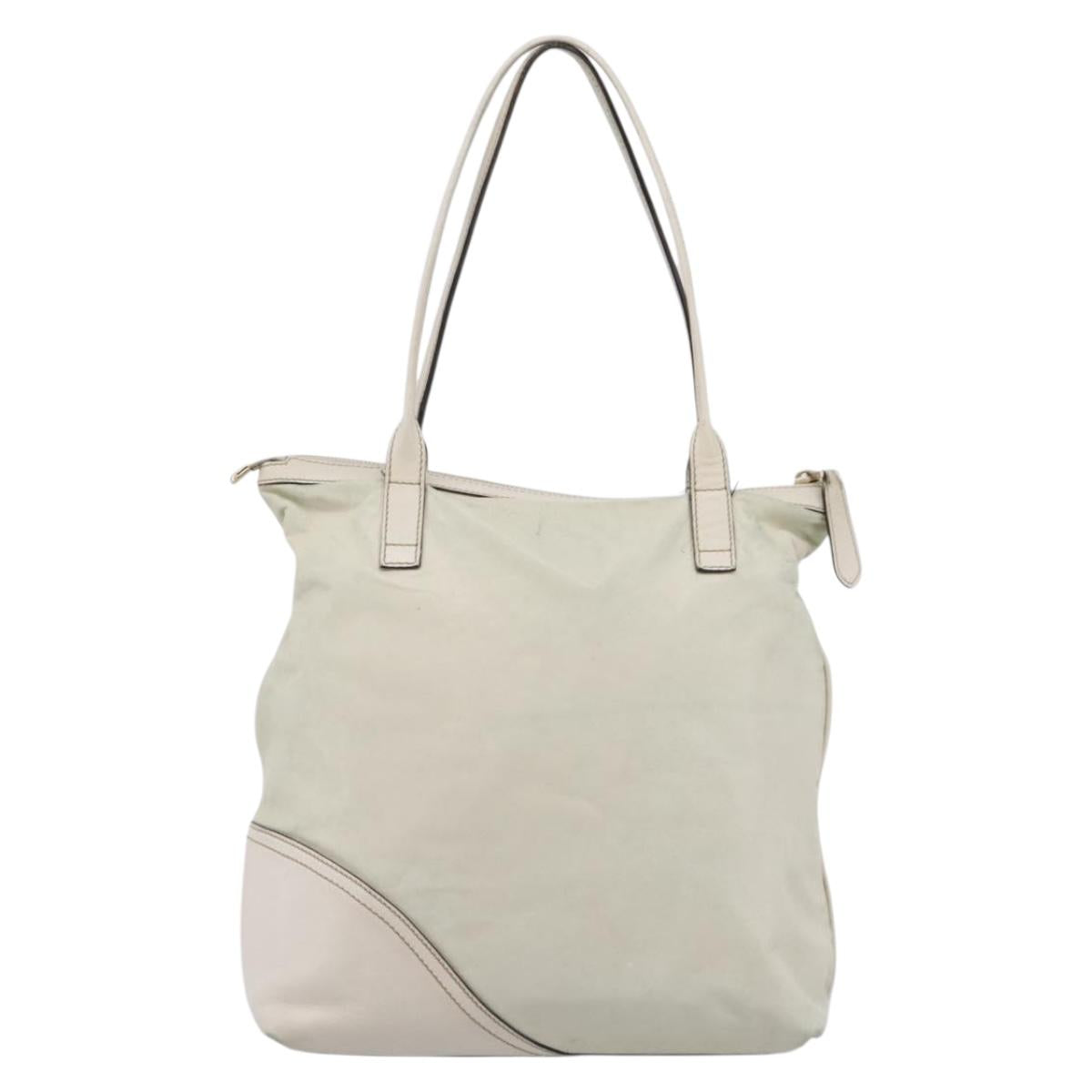 GUCCI Abbey Tote Bag Leather White Gold Tone 182492 Auth ti4020