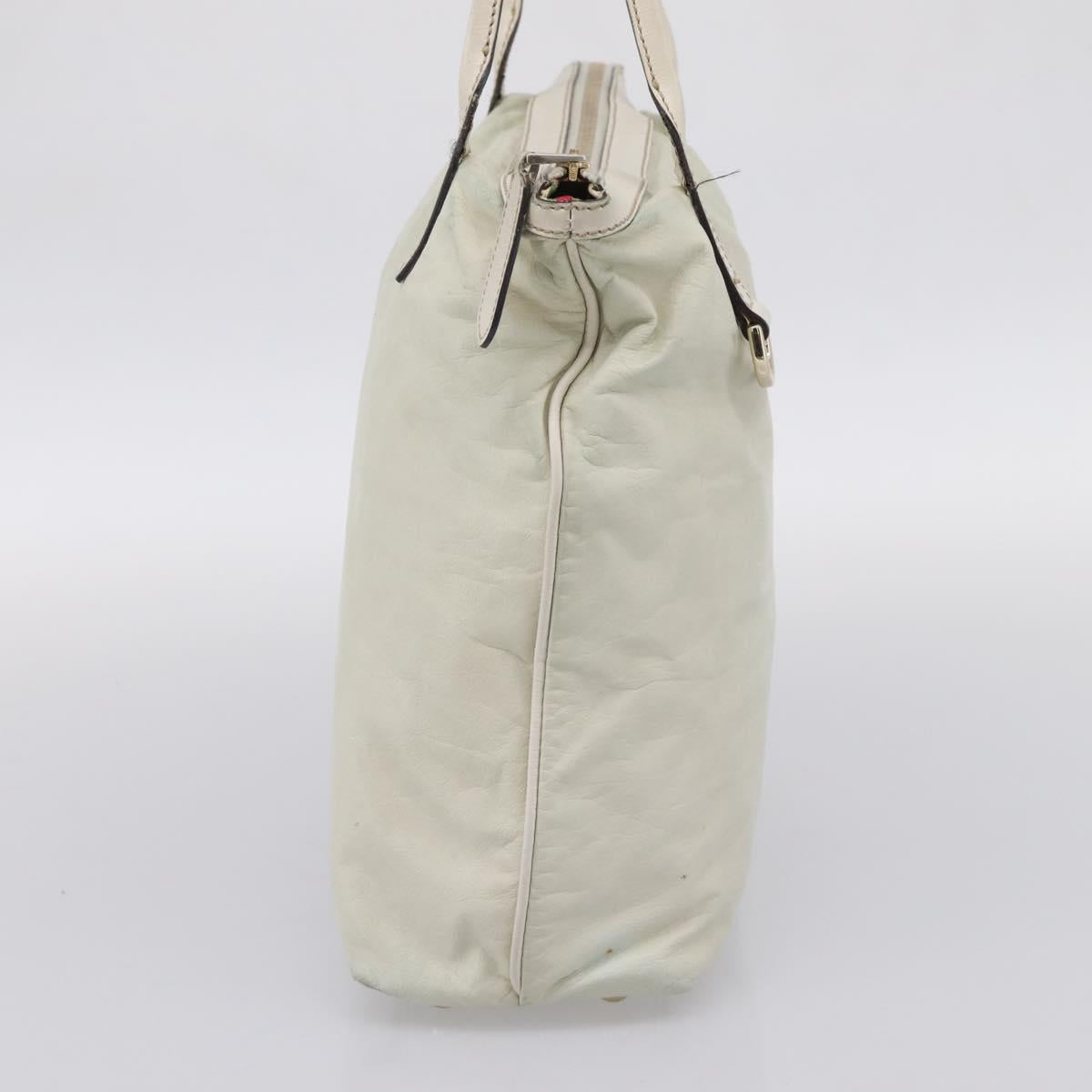 GUCCI Abbey Tote Bag Leather White Gold Tone 182492 Auth ti4020