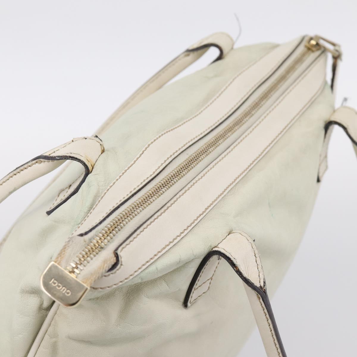 GUCCI Abbey Tote Bag Leather White Gold Tone 182492 Auth ti4020