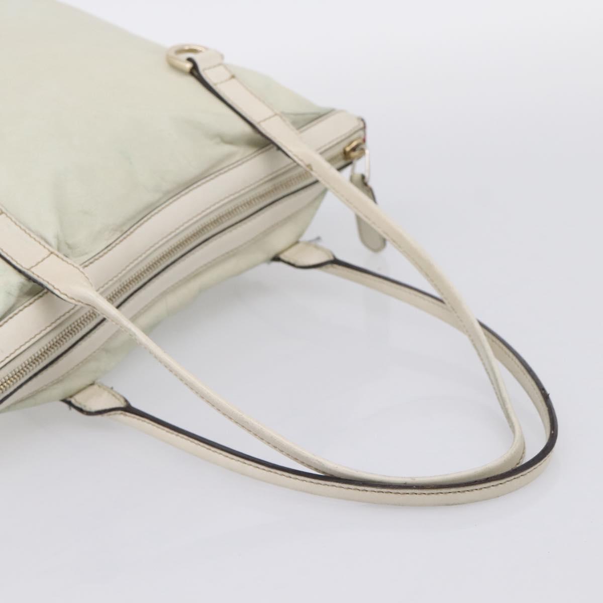 GUCCI Abbey Tote Bag Leather White Gold Tone 182492 Auth ti4020