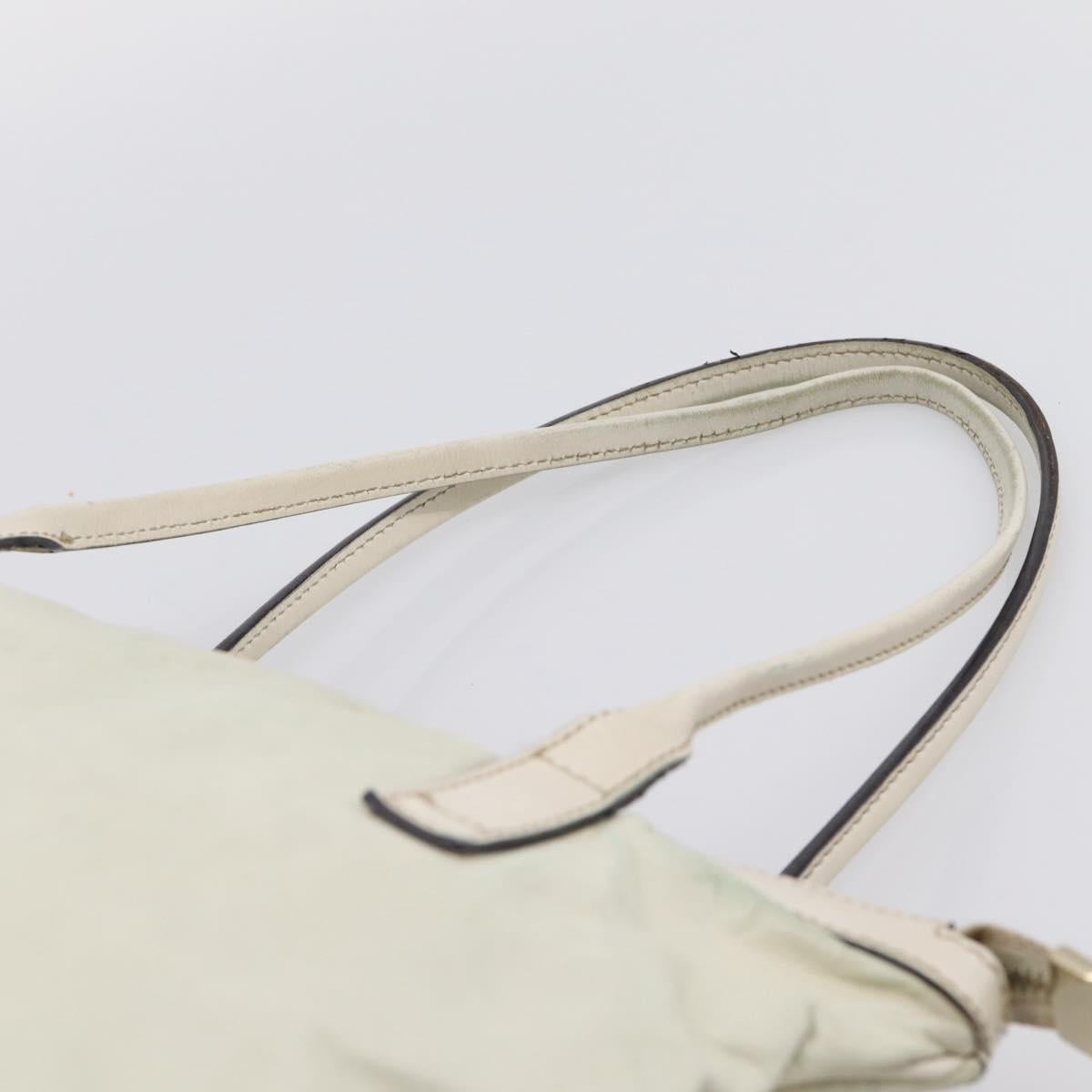 GUCCI Abbey Tote Bag Leather White Gold Tone 182492 Auth ti4020