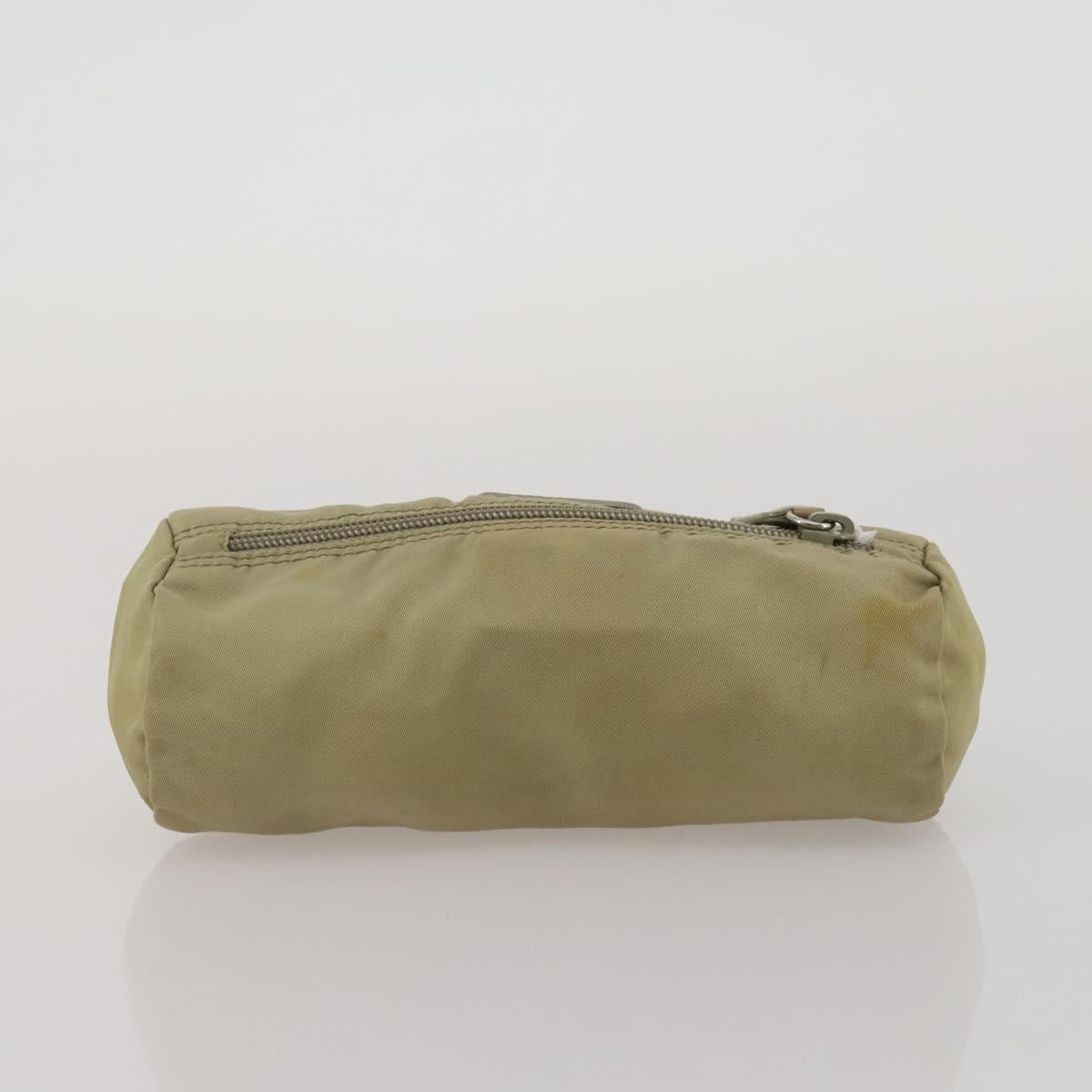 PRADA Clutch Bag Pouch Canvas Nylon 4 Set Beige Yellow Auth ti4021