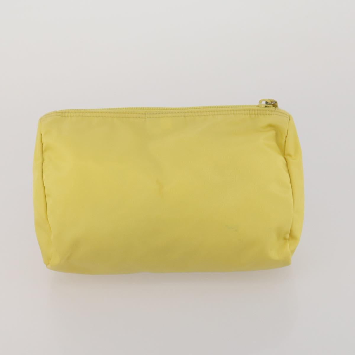 PRADA Clutch Bag Pouch Canvas Nylon 4 Set Beige Yellow Auth ti4021