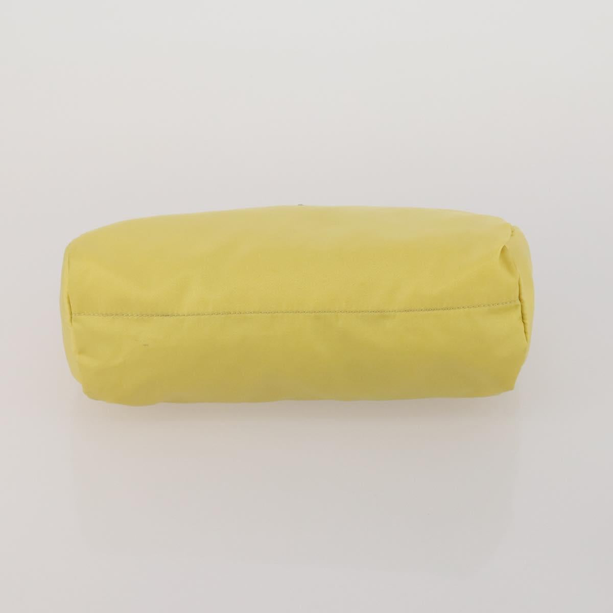 PRADA Clutch Bag Pouch Canvas Nylon 4 Set Beige Yellow Auth ti4021