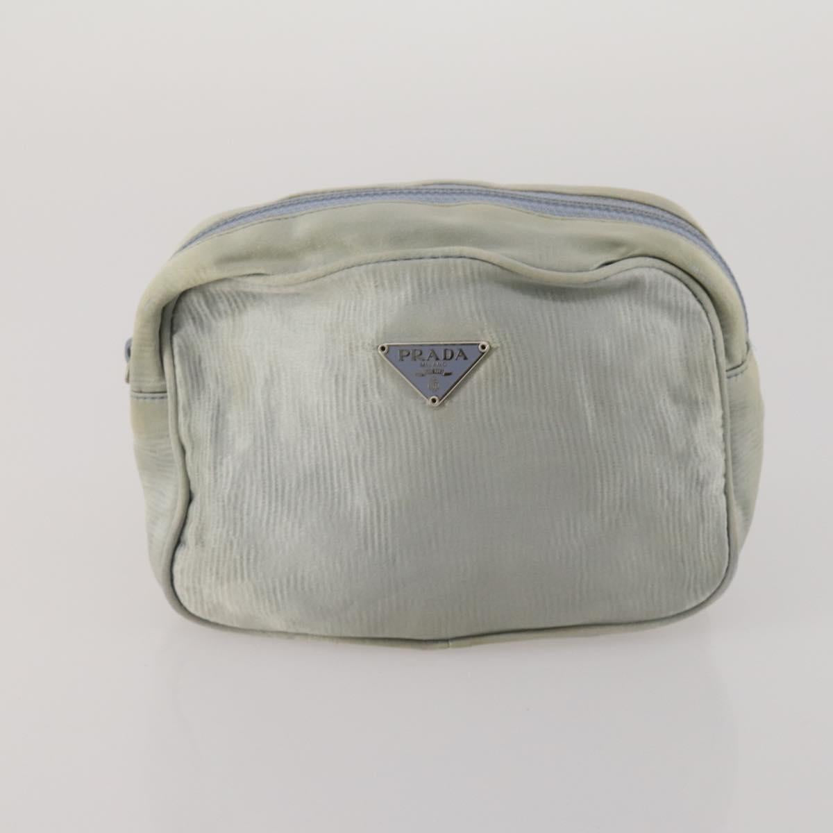 PRADA Clutch Bag Pouch Canvas Nylon 4 Set Beige Yellow Auth ti4021