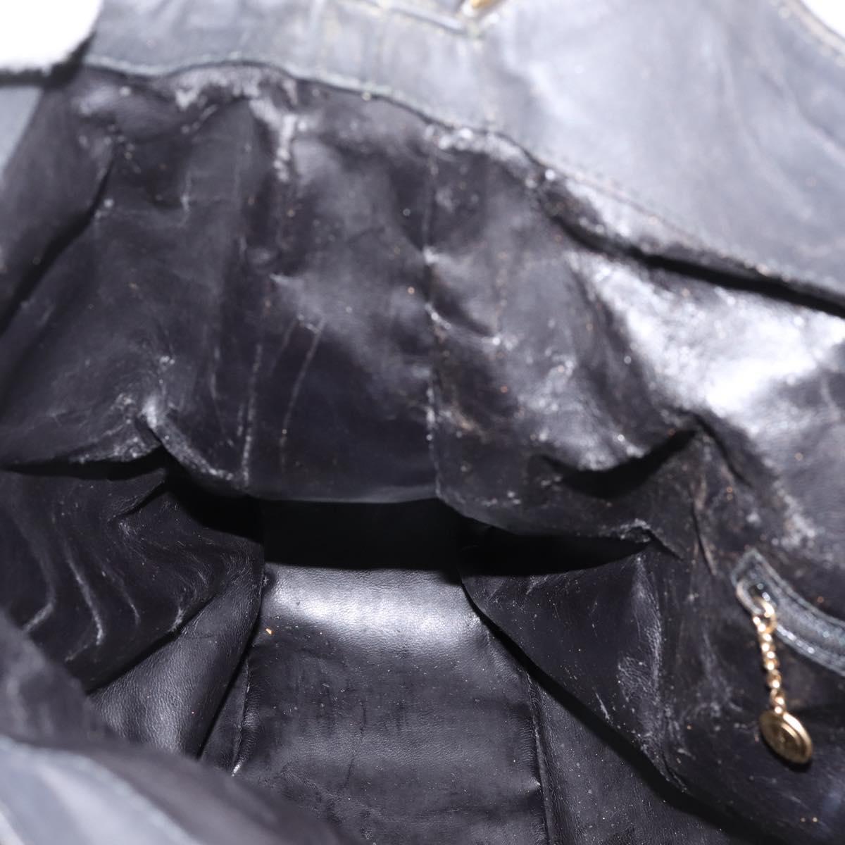 GUCCI Bamboo Hand Bag Suede 2way Black Gold Tone 001 123 1577 Auth ti4022