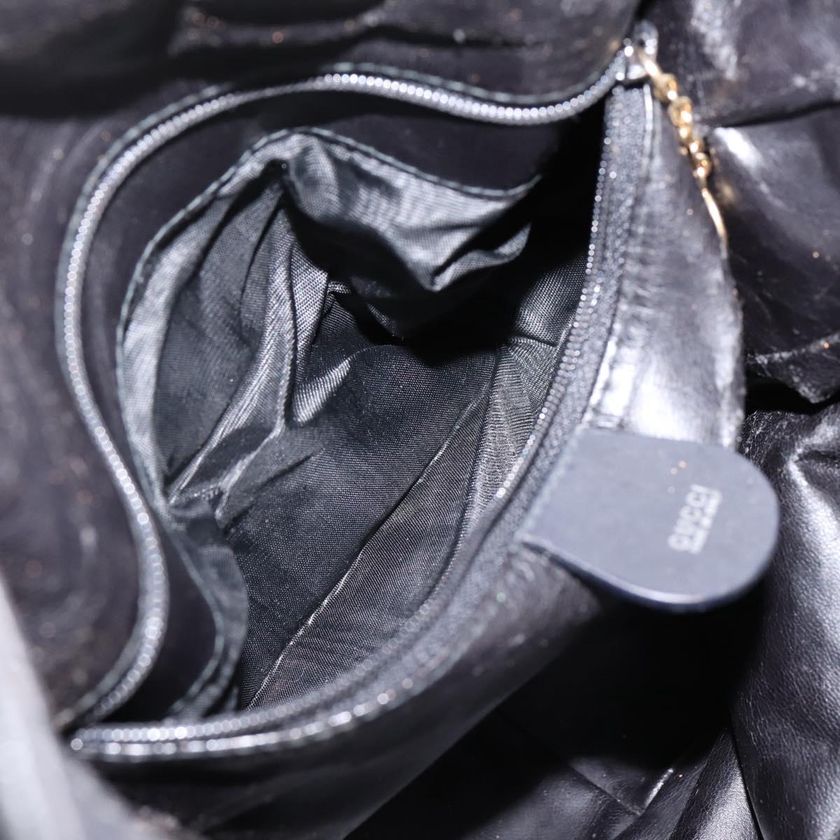 GUCCI Bamboo Hand Bag Suede 2way Black Gold Tone 001 123 1577 Auth ti4022