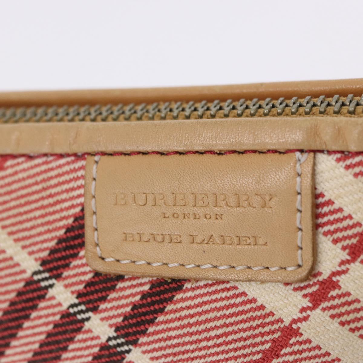 BURBERRY Nova Check Shoulder Bag Canvas 2way Red Silver Auth ti4023