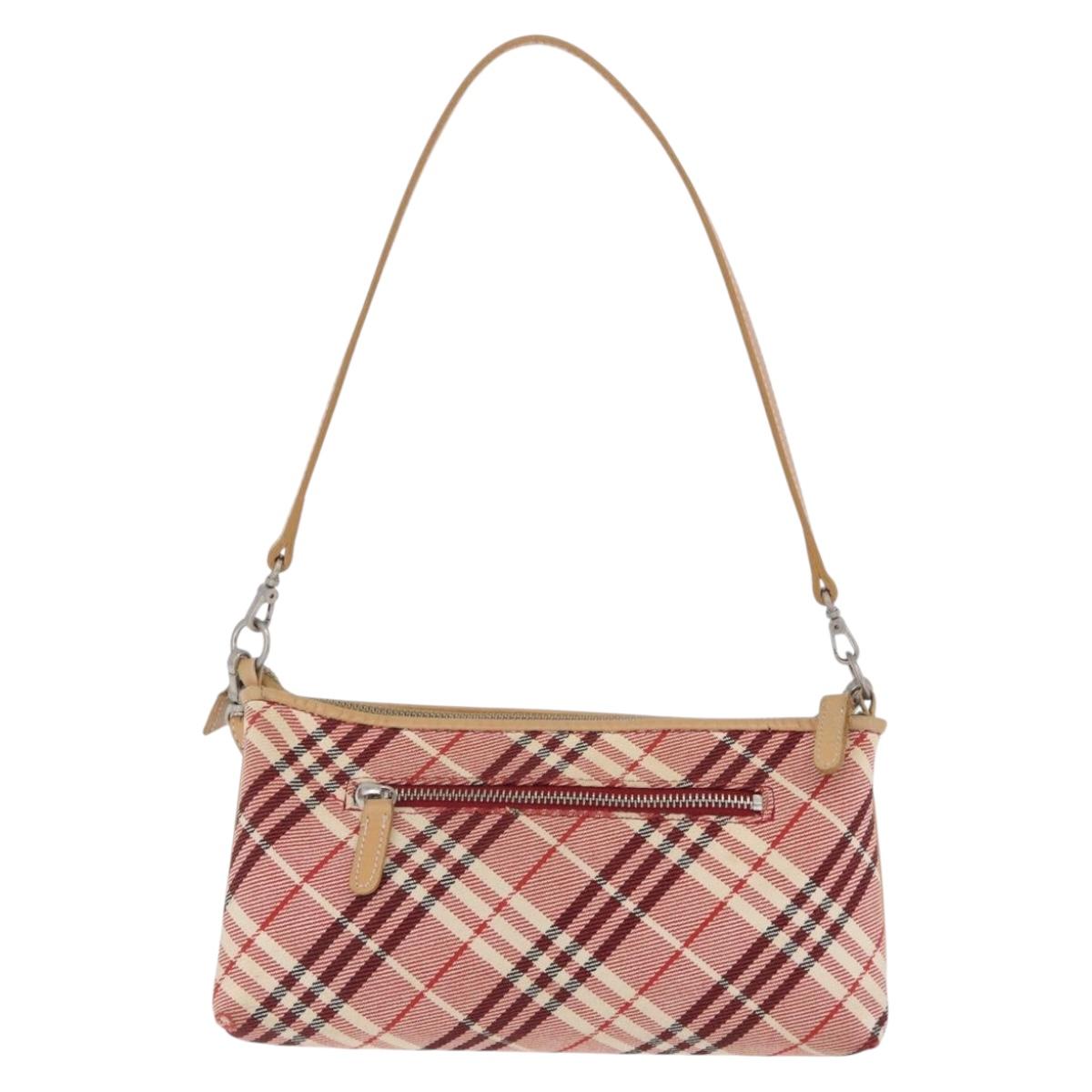 BURBERRY Nova Check Shoulder Bag Canvas 2way Red Silver Auth ti4023