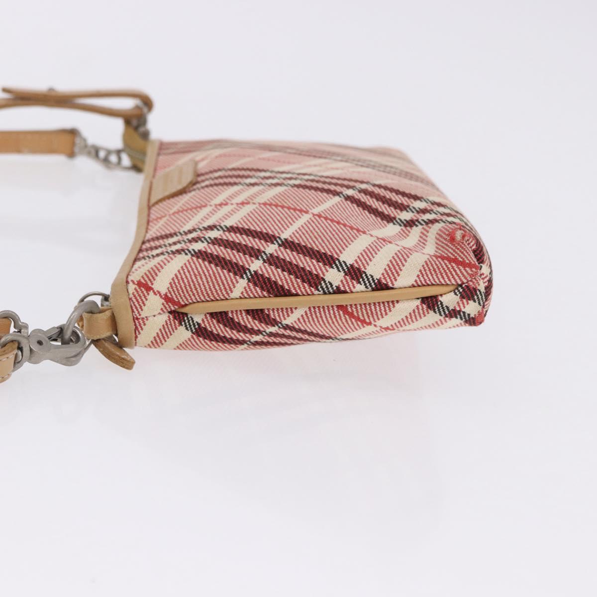 BURBERRY Nova Check Shoulder Bag Canvas 2way Red Silver Auth ti4023