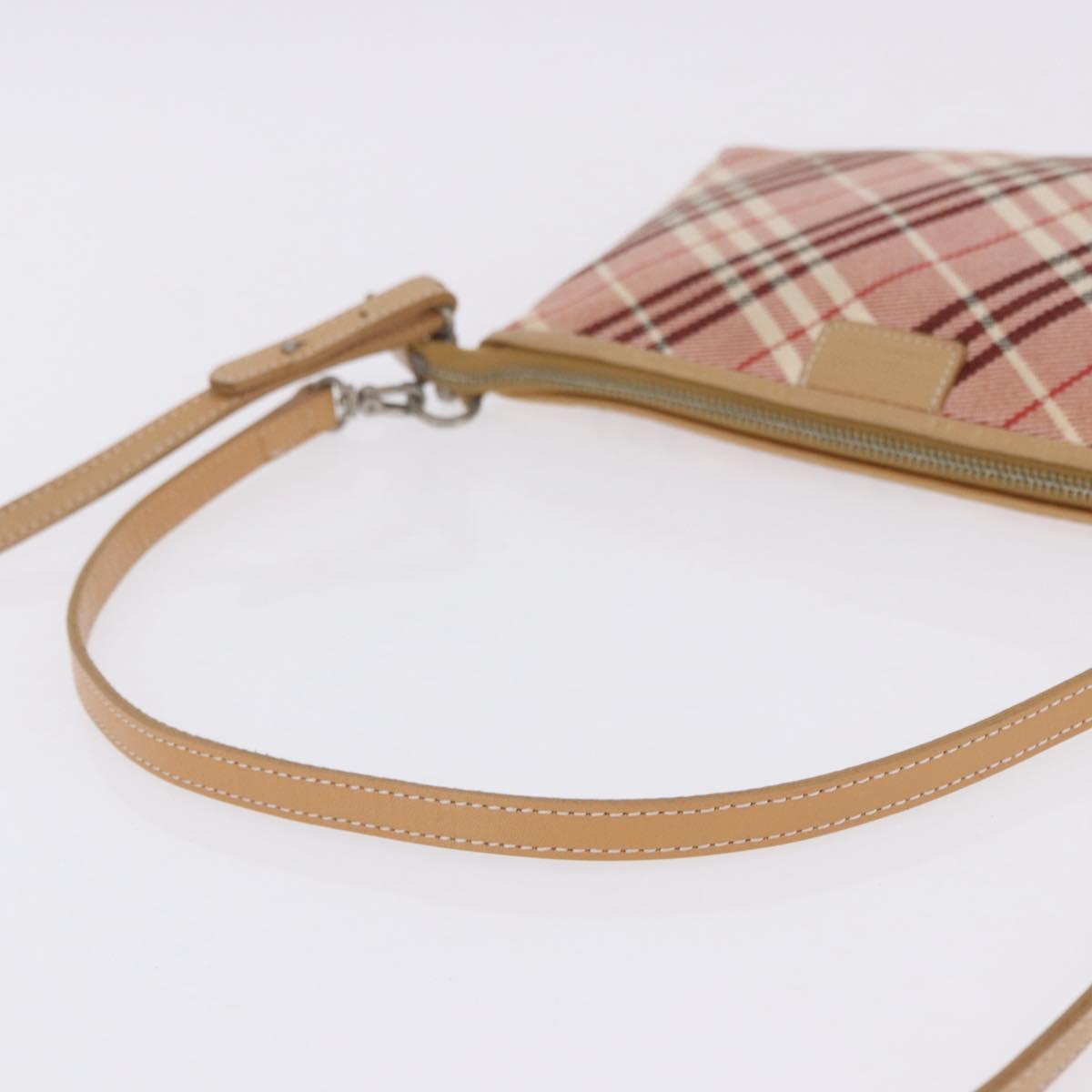 BURBERRY Nova Check Shoulder Bag Canvas 2way Red Silver Auth ti4023