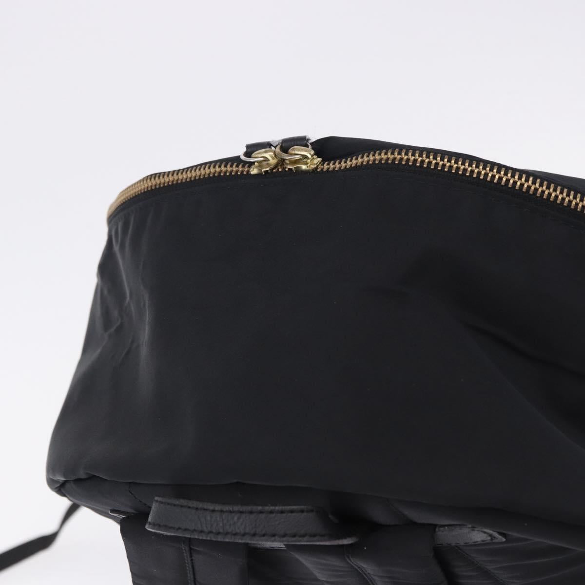 BURBERRY Backpack Nylon Black Gold Tone Auth ti4024
