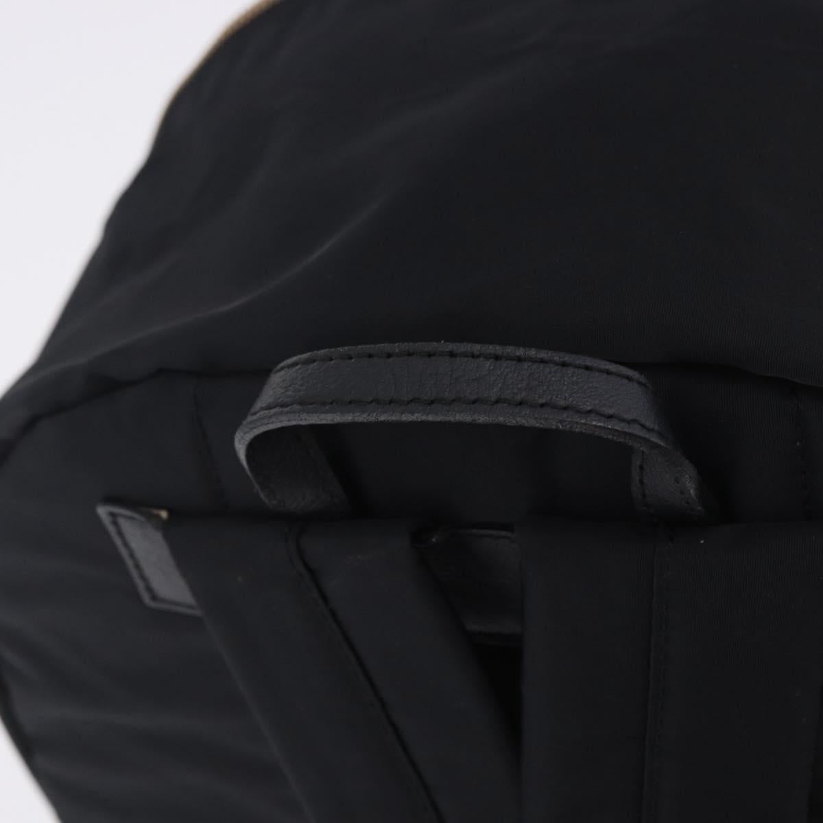 BURBERRY Backpack Nylon Black Gold Tone Auth ti4024