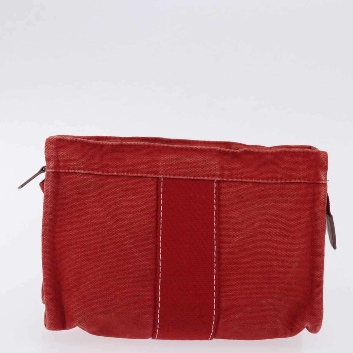 HERMES Pouch Cotton 2 Set Red Auth ti4025