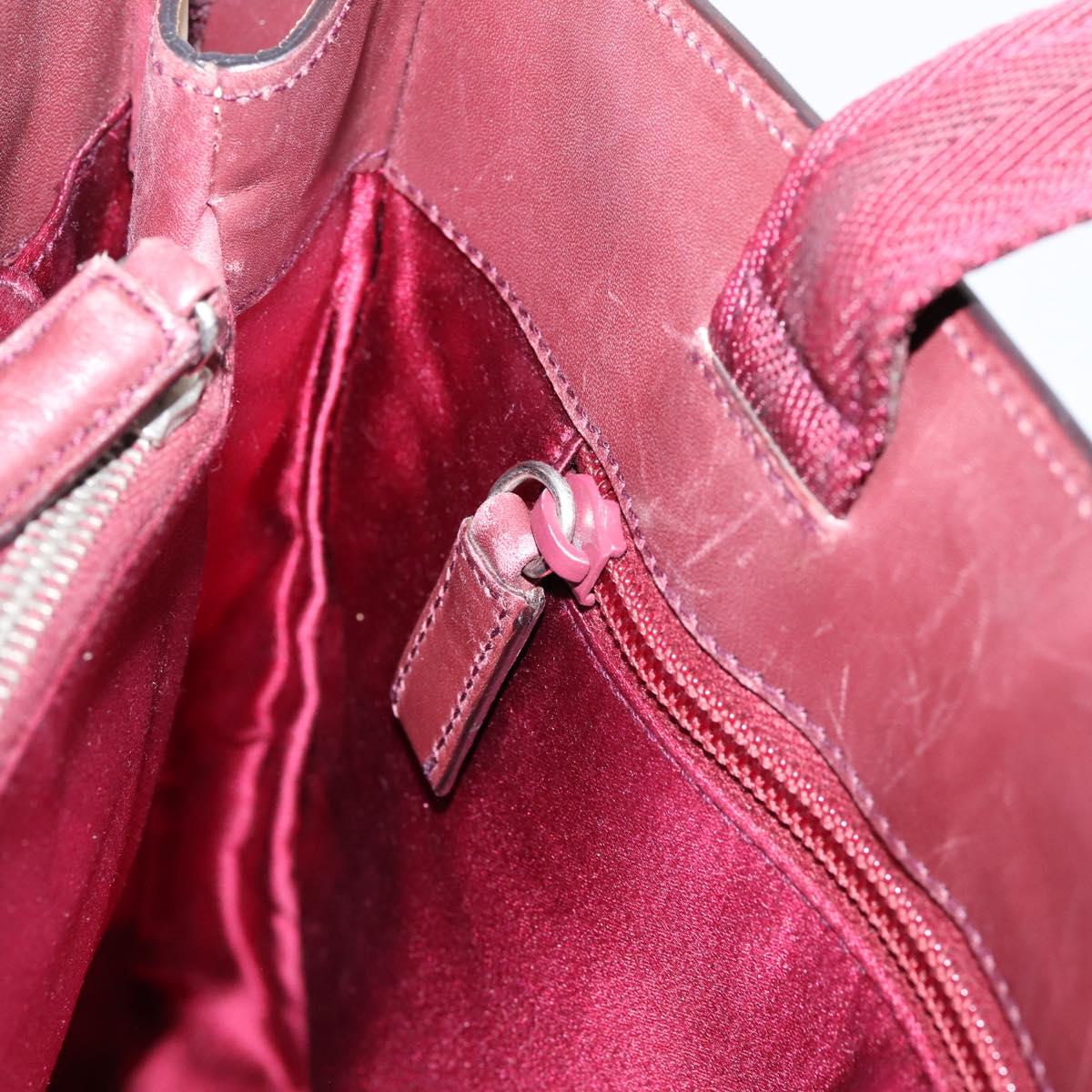 PRADA Hand Bag Leather White Red Auth ti4026
