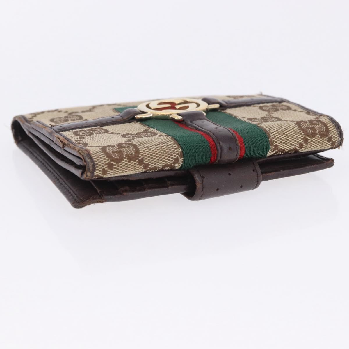 GUCCI GG Canvas Key Ring Web Sherry Line Wallet 4 Set Beige Auth ti4027