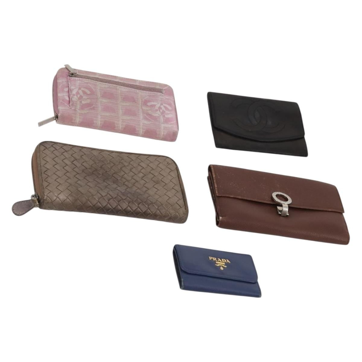 CHANEL Prada Bottega Key Case Wallet Leather Canvas 5 Set Black CC Auth ti4028