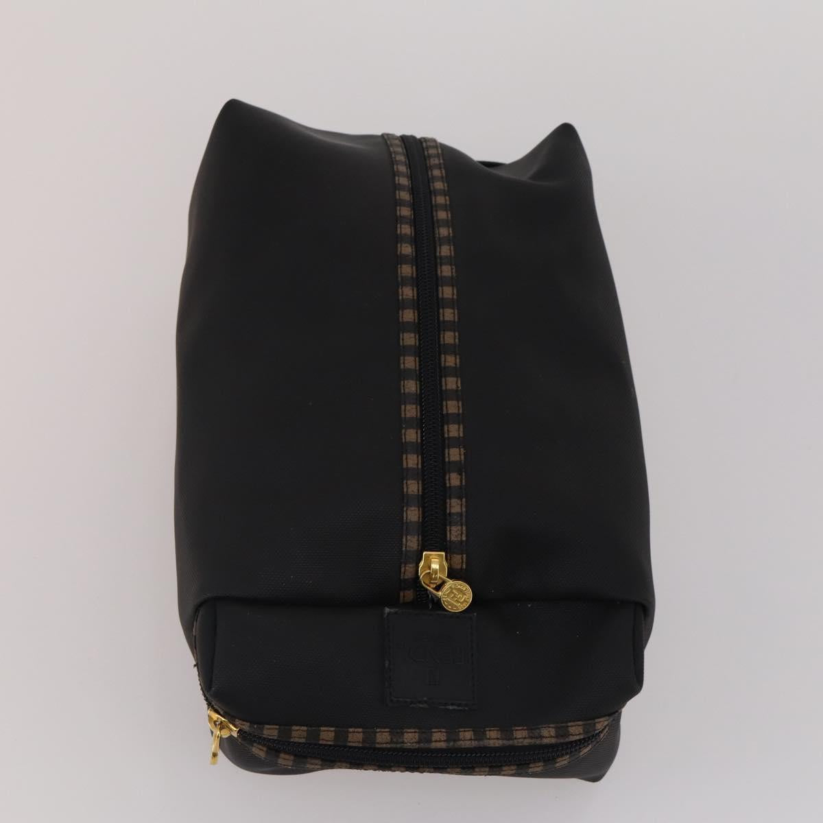 FENDI Pecan Canvas Hand Bag Shoulder Bag 4 Set Black Brown Auth ti4031