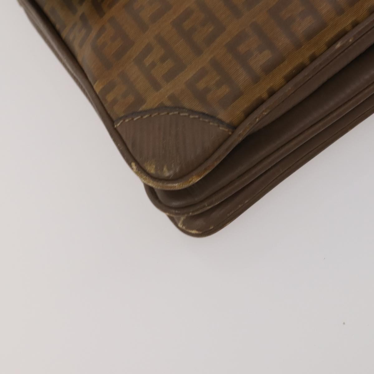 FENDI Zucchino Hand Bag Shoulder Bag PVC 2 Set Brown Gold Tone Auth ti4032