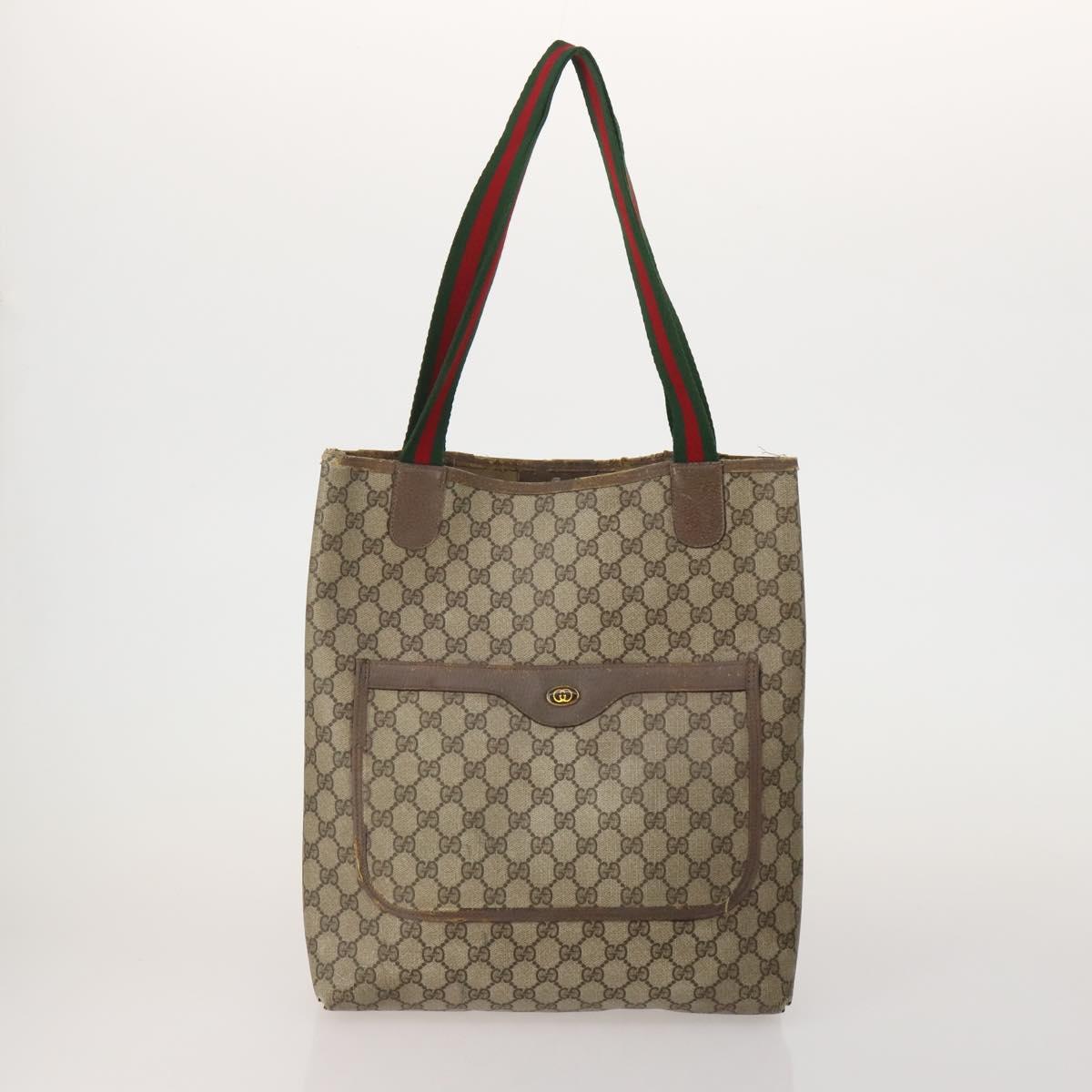 GUCCI GG Web Sherry Line Tote Bag Hand Bag 4 Set Beige Brown Auth ti4033