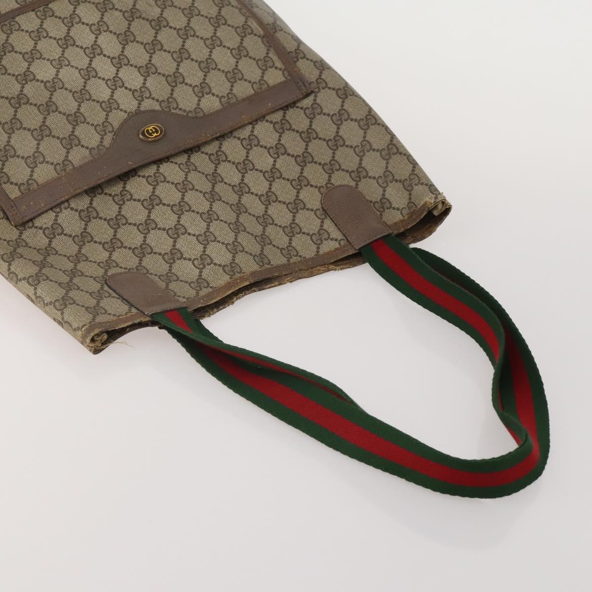 GUCCI GG Web Sherry Line Tote Bag Hand Bag 4 Set Beige Brown Auth ti4033