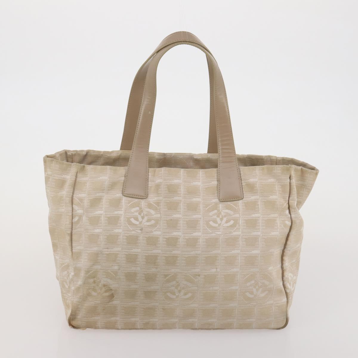 HERMES Chanel Tote Bag Canvas 2 Set Black Beige Auth ti4035