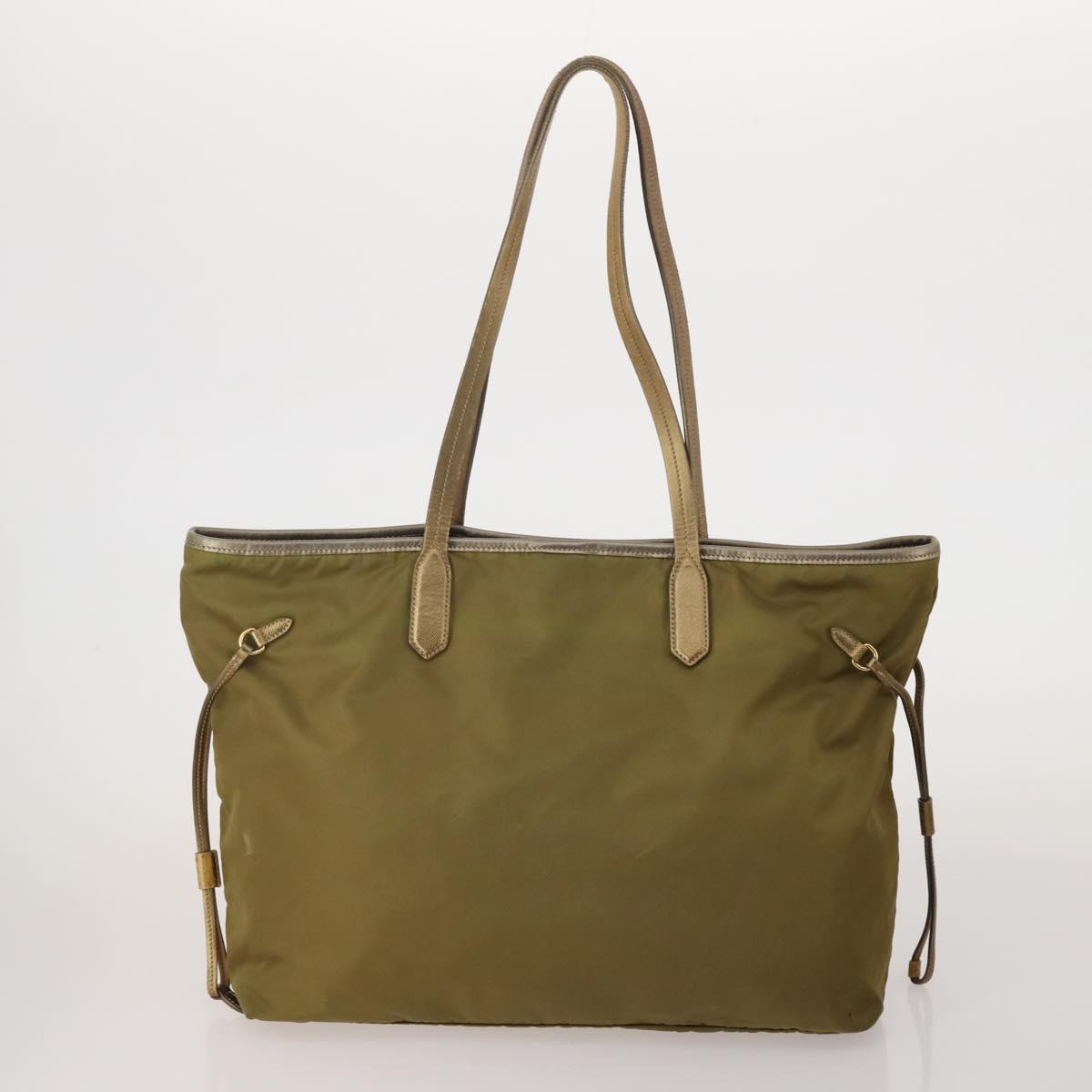 PRADA Shoulder Bag Tote Bag Nylon 4 Set Khaki Pink Auth ti4038
