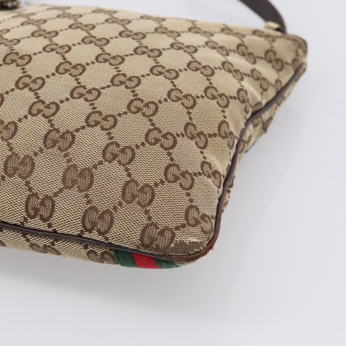GUCCI GG Canvas Shoulder Bag Beige Gold Tone 144388 Auth ti4042