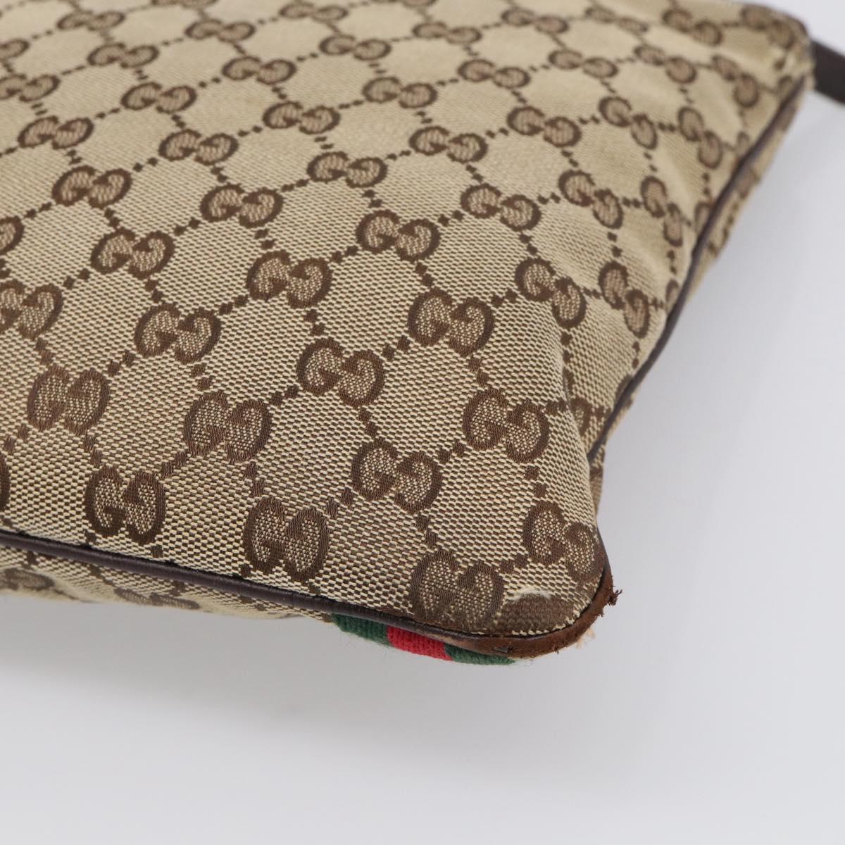 GUCCI GG Canvas Shoulder Bag Beige Gold Tone 144388 Auth ti4042