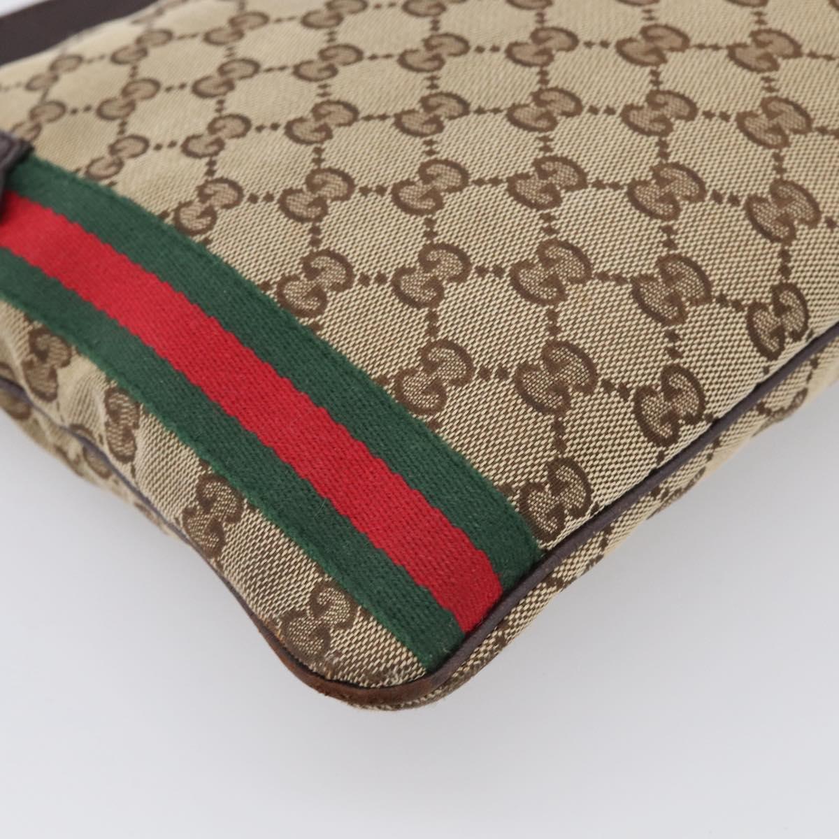 GUCCI GG Canvas Shoulder Bag Beige Gold Tone 144388 Auth ti4042