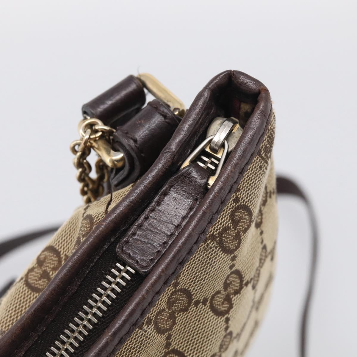 GUCCI GG Canvas Shoulder Bag Beige Gold Tone 144388 Auth ti4042