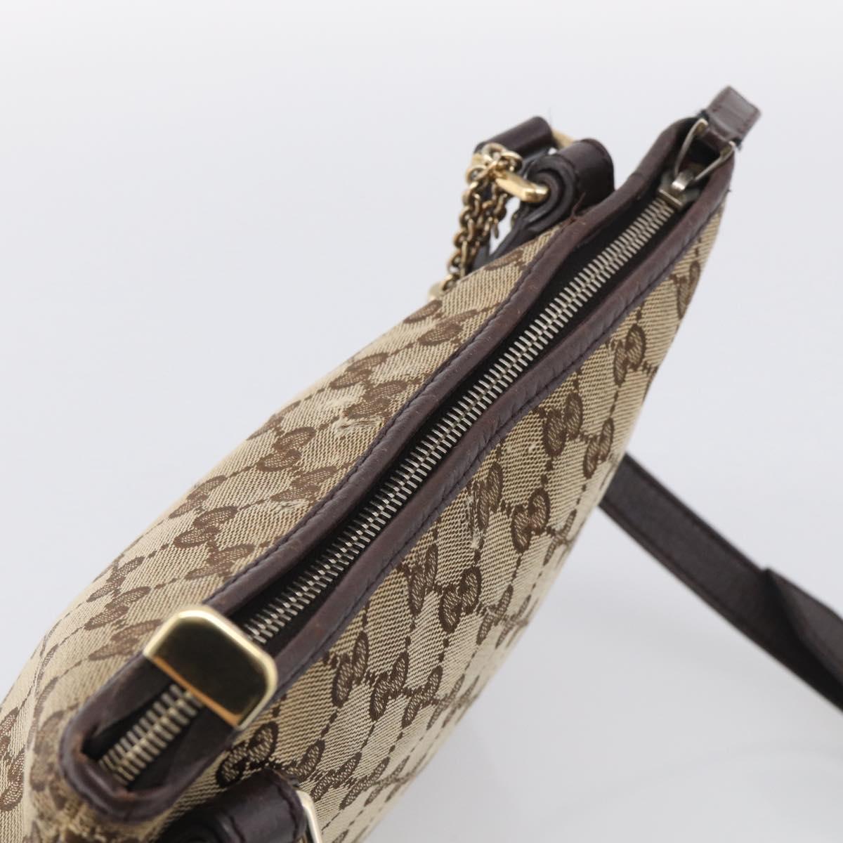 GUCCI GG Canvas Shoulder Bag Beige Gold Tone 144388 Auth ti4042