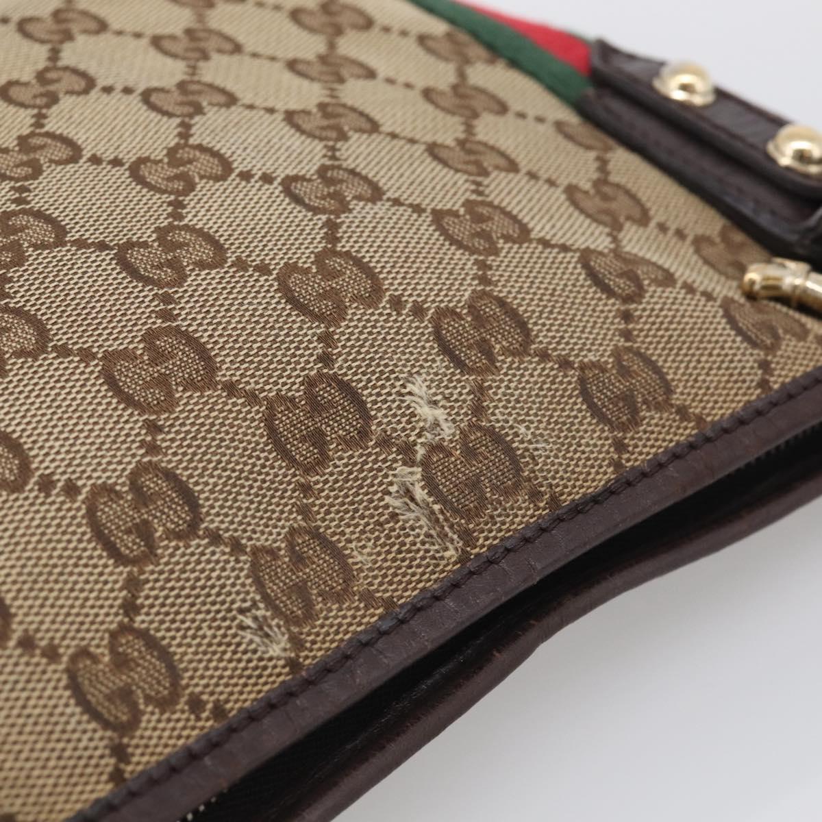 GUCCI GG Canvas Shoulder Bag Beige Gold Tone 144388 Auth ti4042