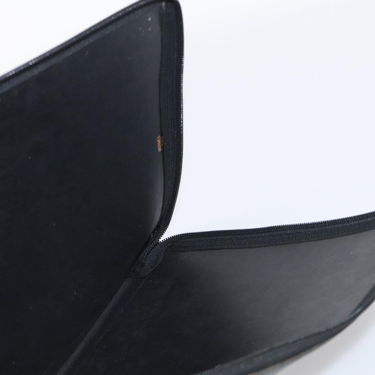 HERMES Clutch Bag Leather Black Auth ti4044