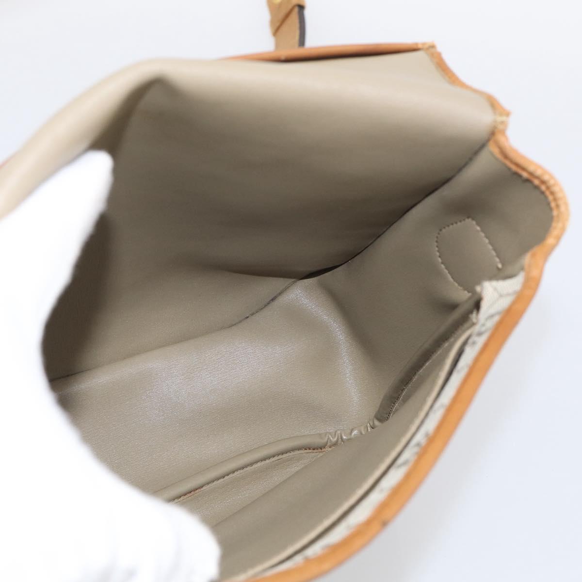 Christian Dior Honeycomb Shoulder Bag Canvas Beige Gold Tone Auth ti4048