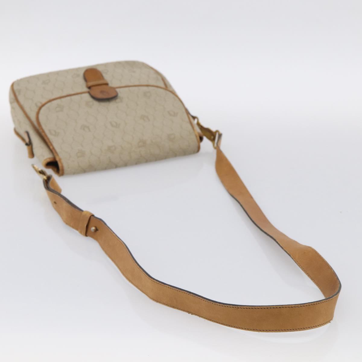 Christian Dior Honeycomb Shoulder Bag Canvas Beige Gold Tone Auth ti4048