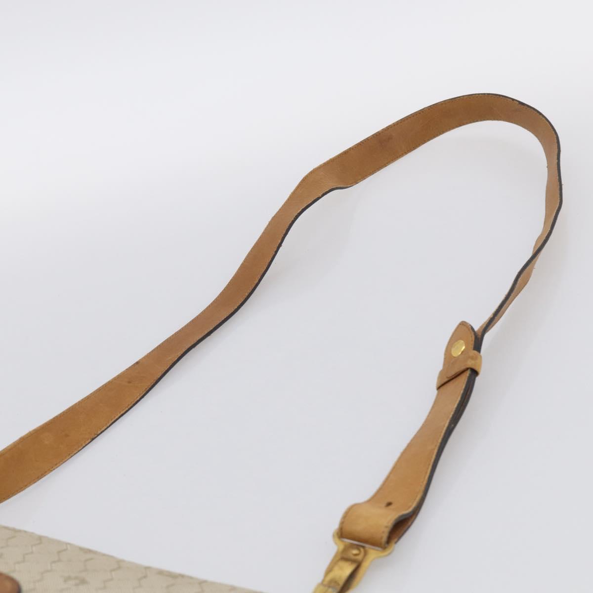 Christian Dior Honeycomb Shoulder Bag Canvas Beige Gold Tone Auth ti4048