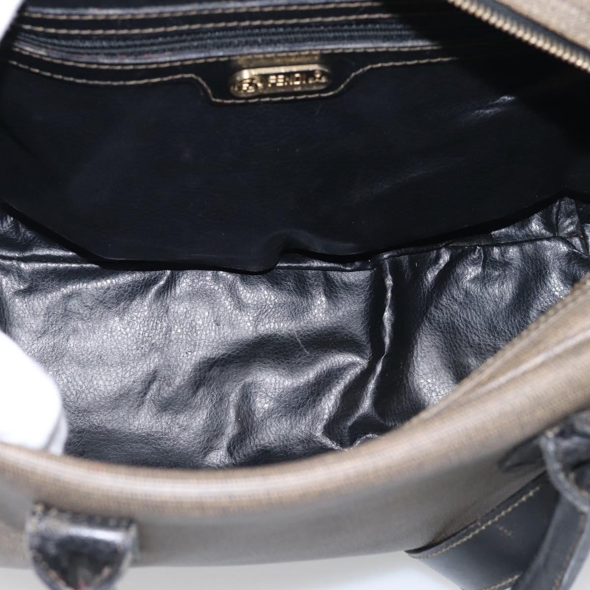 FENDI Hand Bag Canvas 2way Brown Gold Tone Auth ti4049