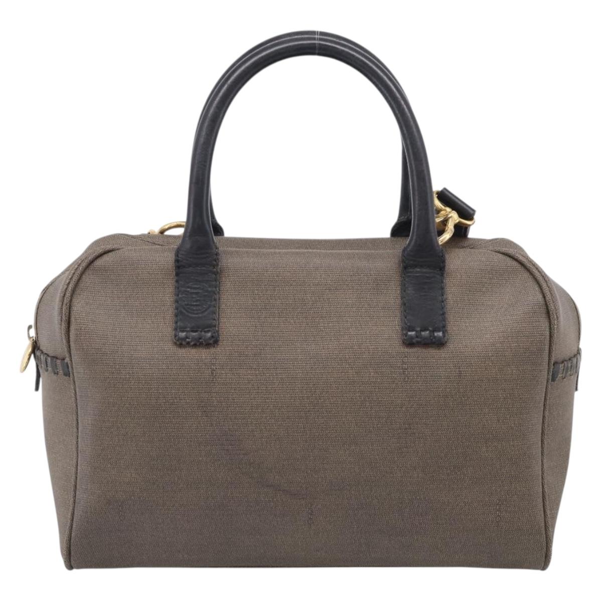 FENDI Hand Bag Canvas 2way Brown Gold Tone Auth ti4049