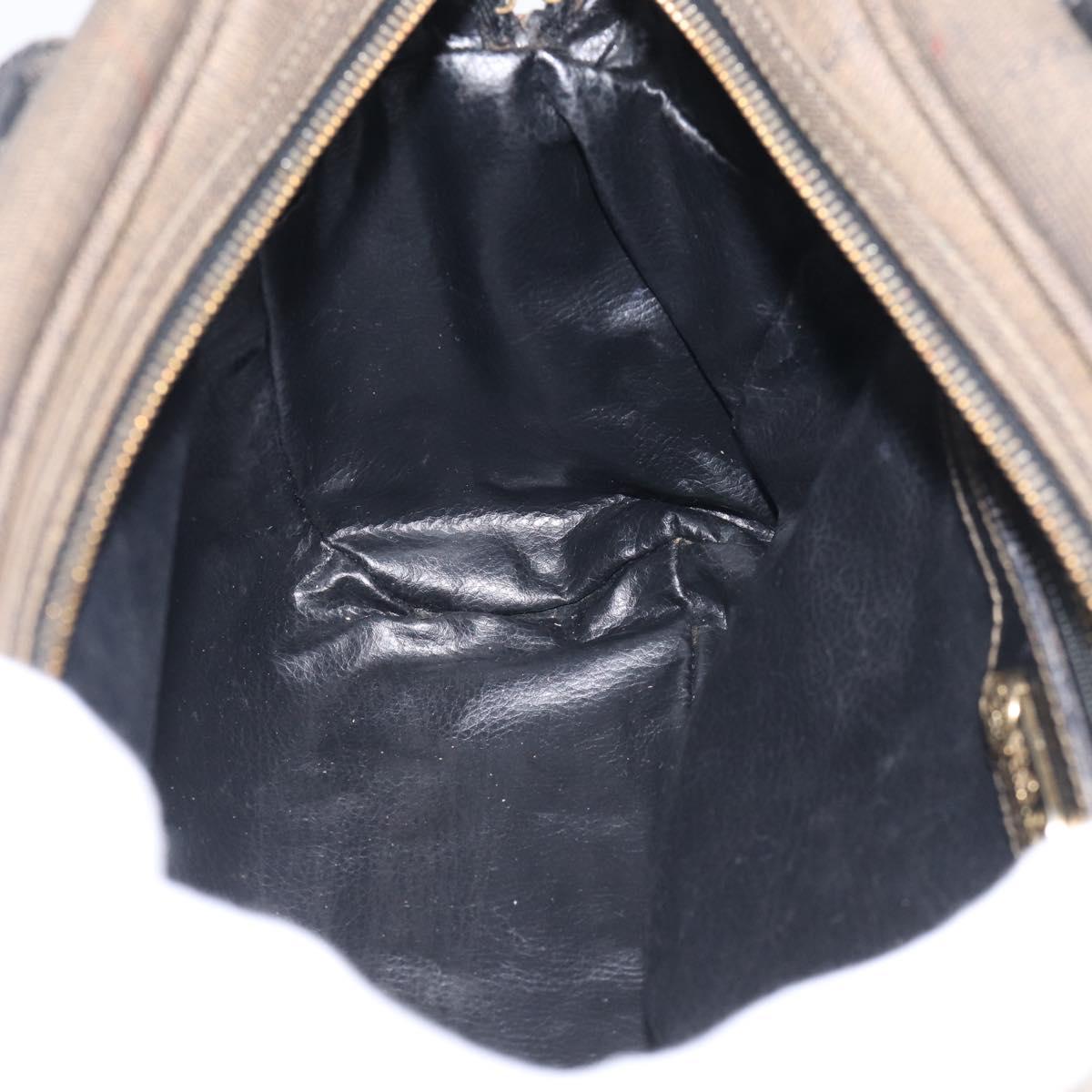 FENDI Hand Bag Canvas 2way Brown Gold Tone Auth ti4049