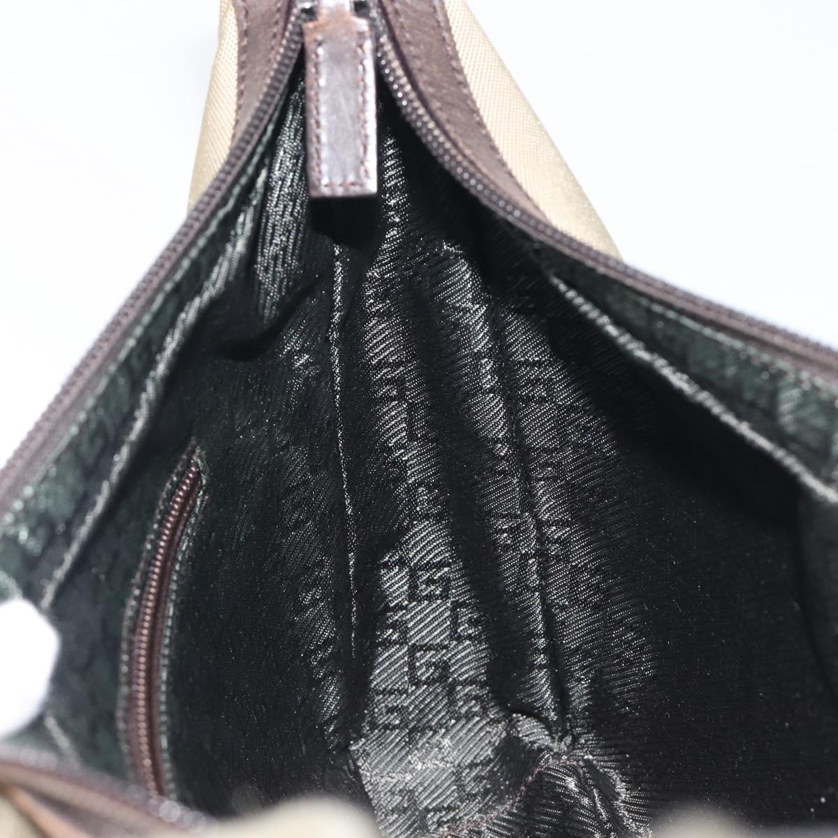 GUCCI Shoulder Bag Canvas Beige Silver 35098 Auth ti4050