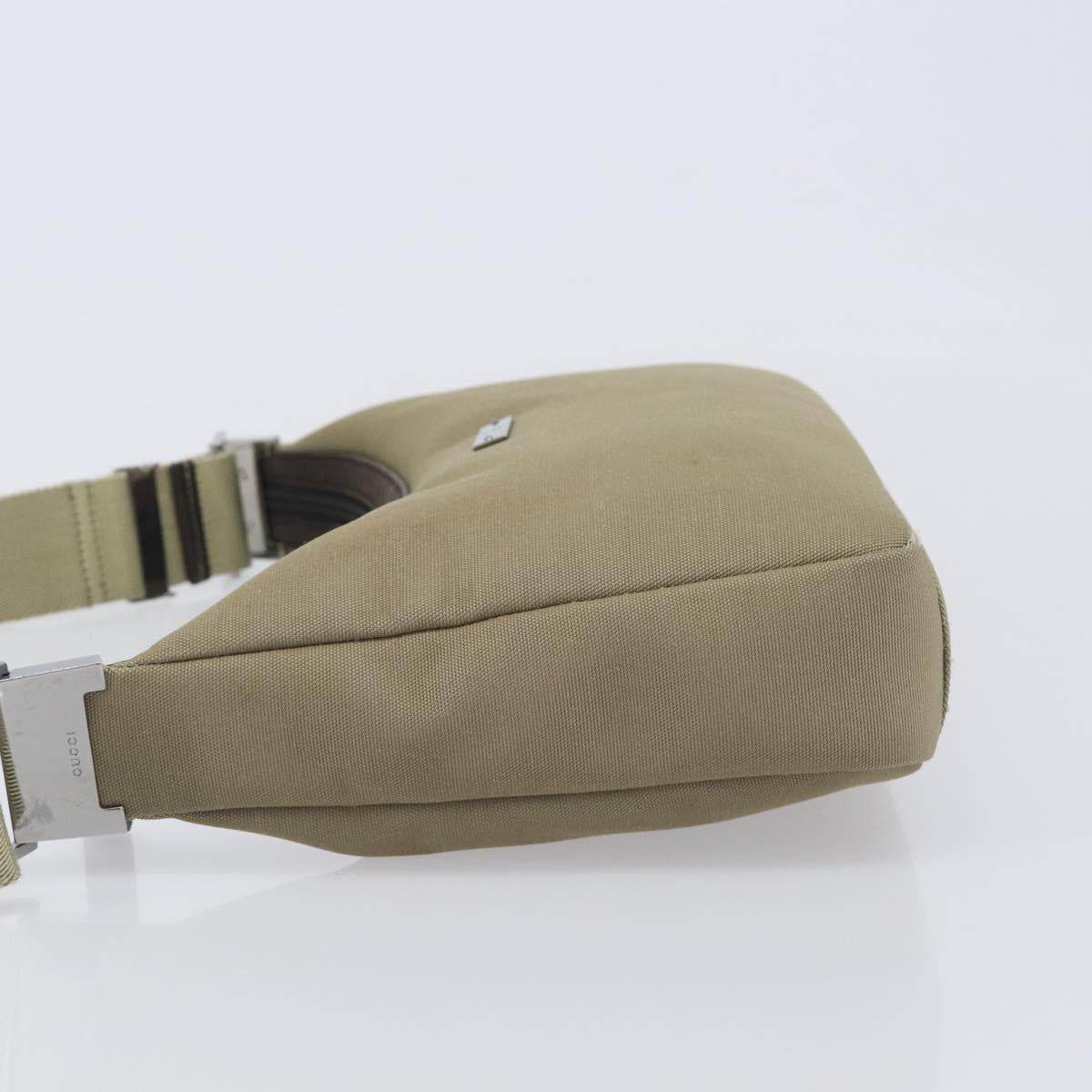 GUCCI Shoulder Bag Canvas Beige Silver 35098 Auth ti4050