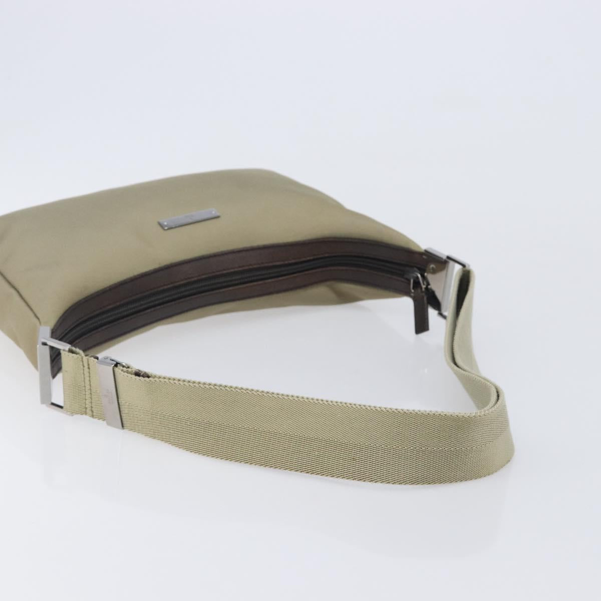 GUCCI Shoulder Bag Canvas Beige Silver 35098 Auth ti4050